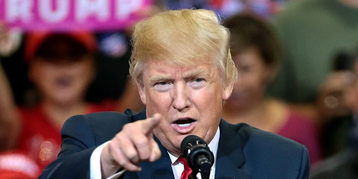 President-elect trump, at the time a candidate at a rally pointing at the camera