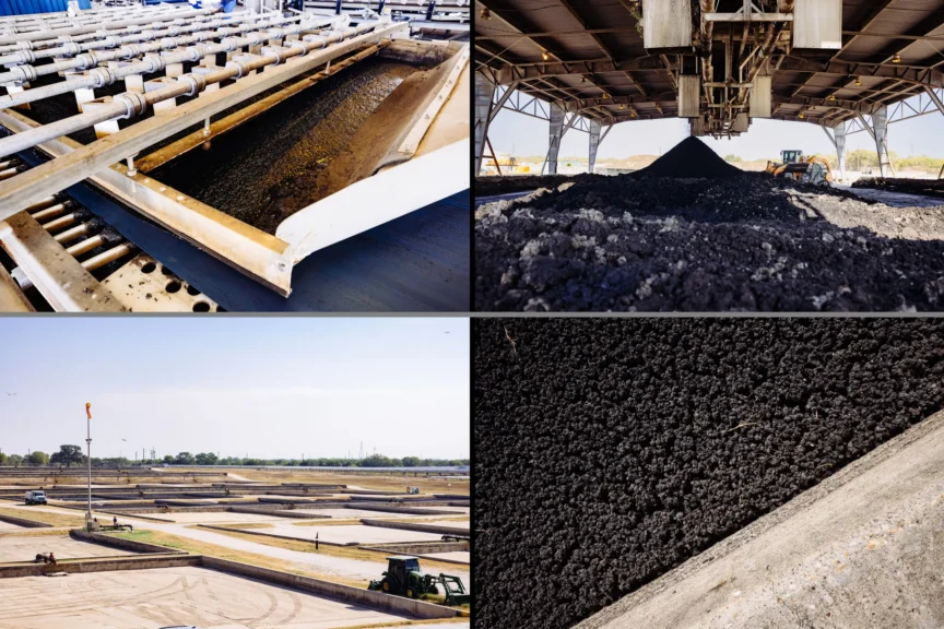 Sewage sludge being dried into sand