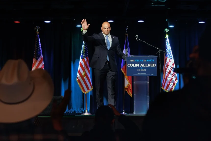 U. S. Rep. Colin allred (d-texas) speaks at his election night watch party