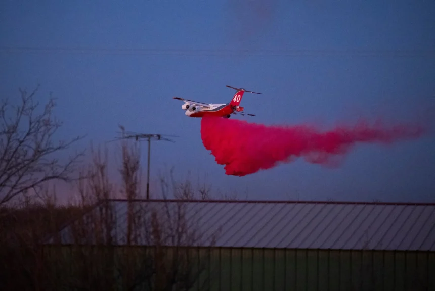 A plane puts out panhandle fires