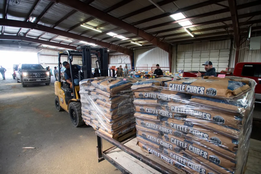 Pallets of cattle cubes