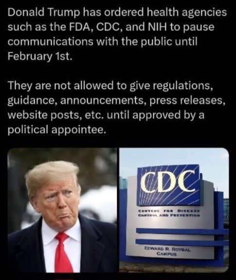 Senator chris murphy x post about trump banning public health agencies from releasing information to the public