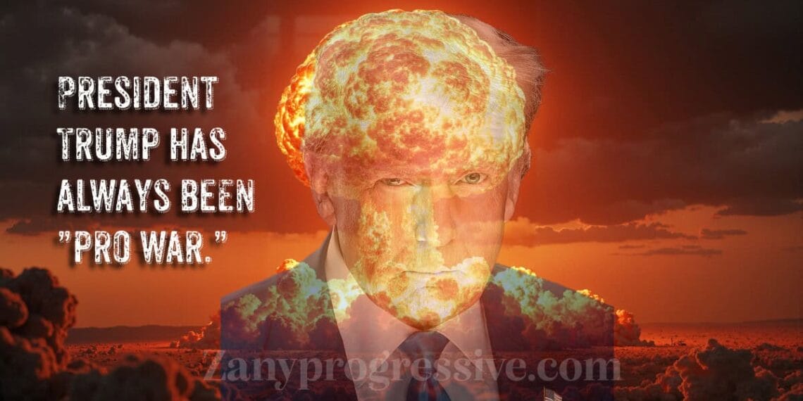 President trump’s official portrait over a nuclear bomb mushroom explosion.