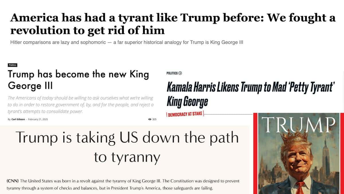 Comparisons between trump and king george iii in the news