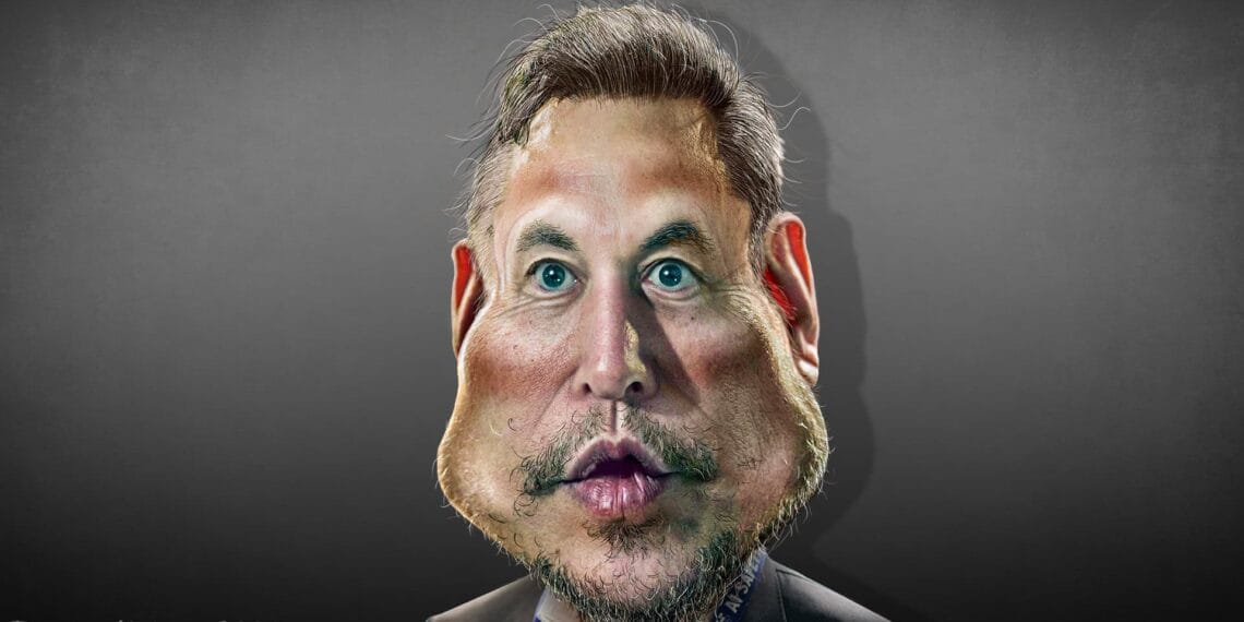 Caricature of elon musk