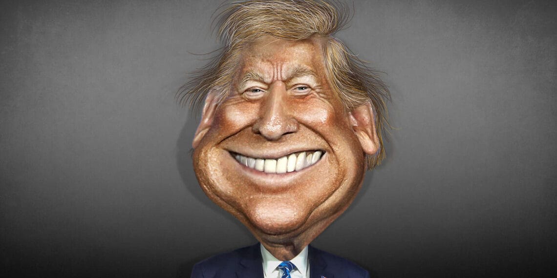 Caricature of donald trump smiling