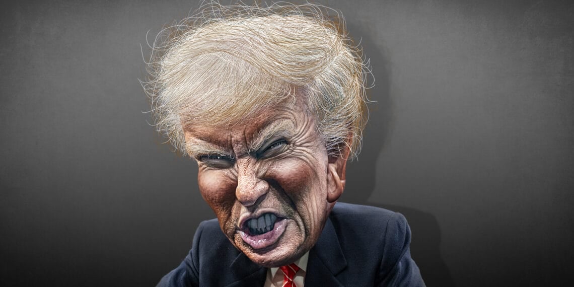Caricature of donald trump raging
