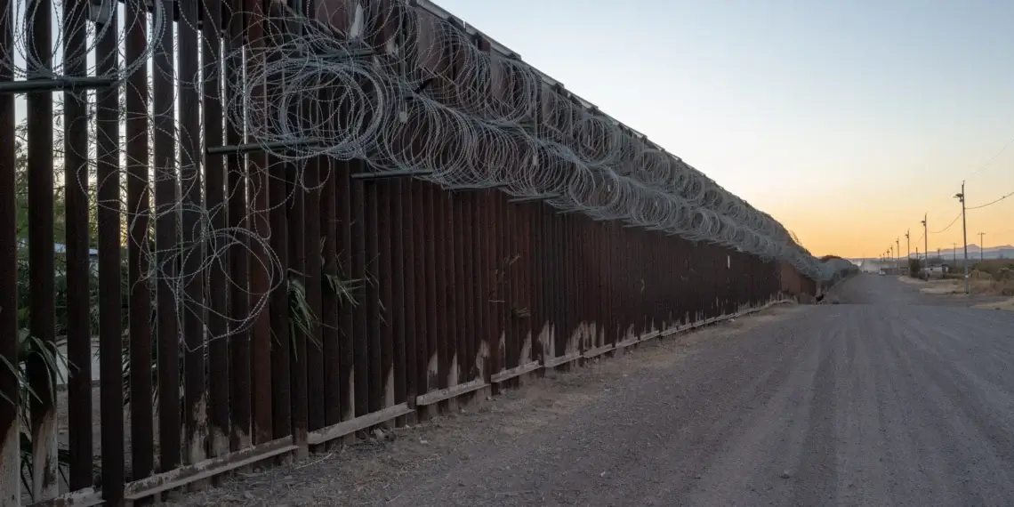 Section of border wall along the southern border