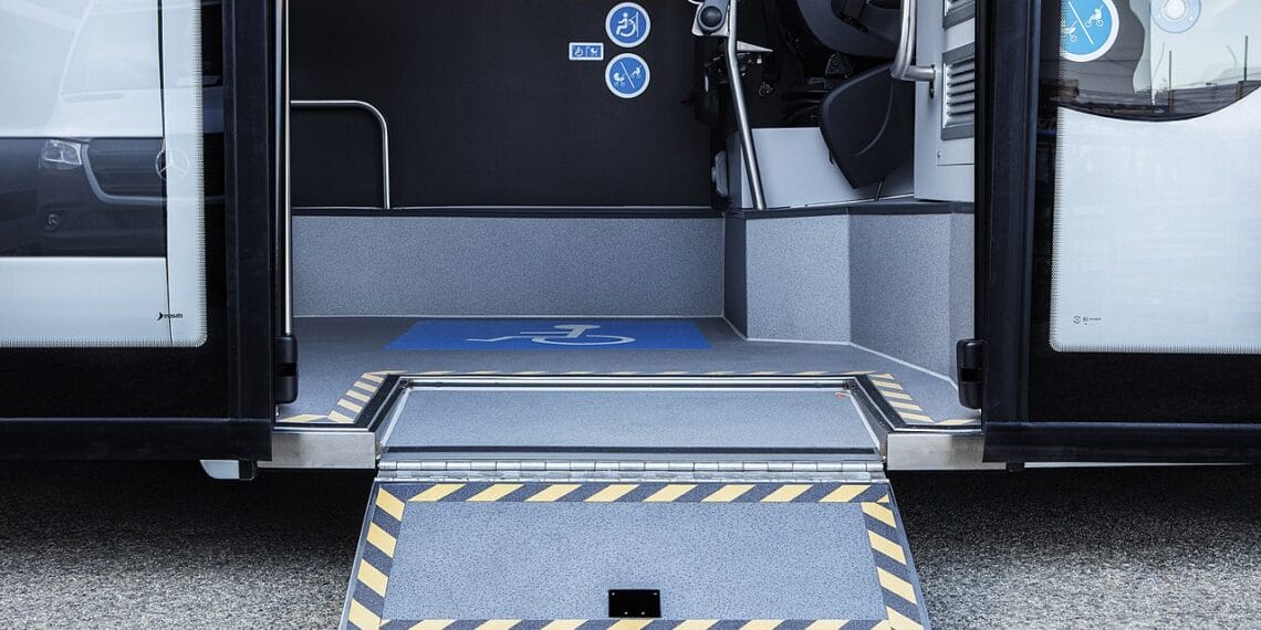 Wheelchair ramp on a public bus