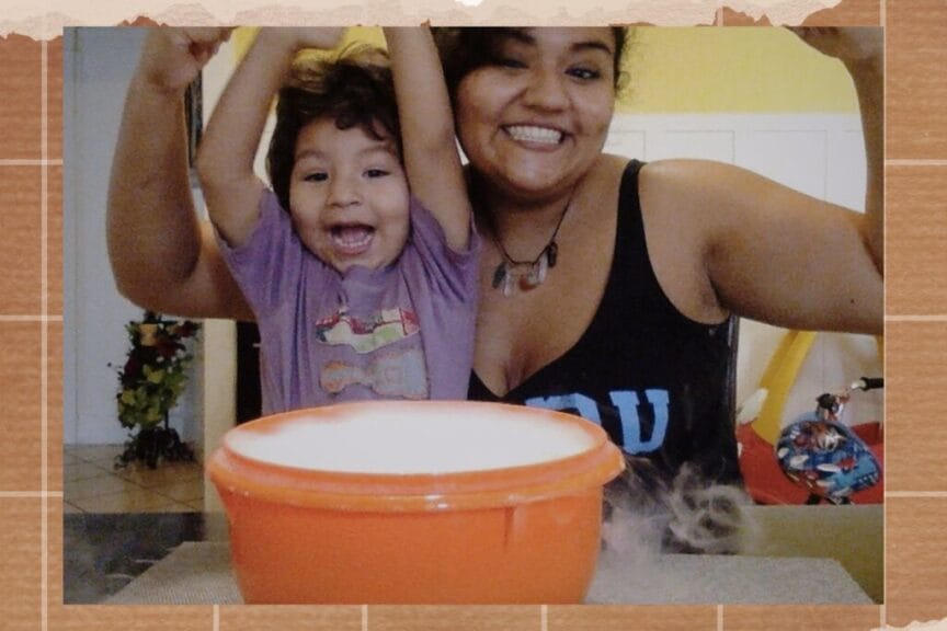 Photo of angélica reyes and her son