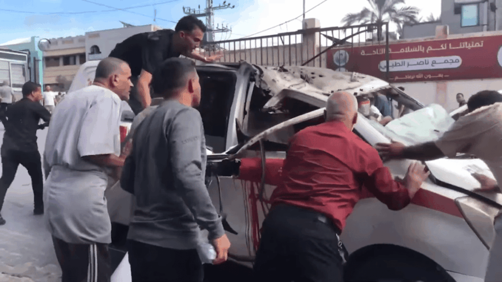 Gaza ambulance, first responders bombed in front of a hospital