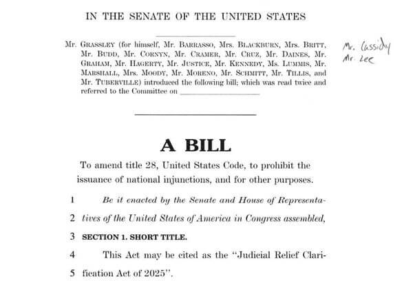 Bill by senator chuck grassly on judicial authority