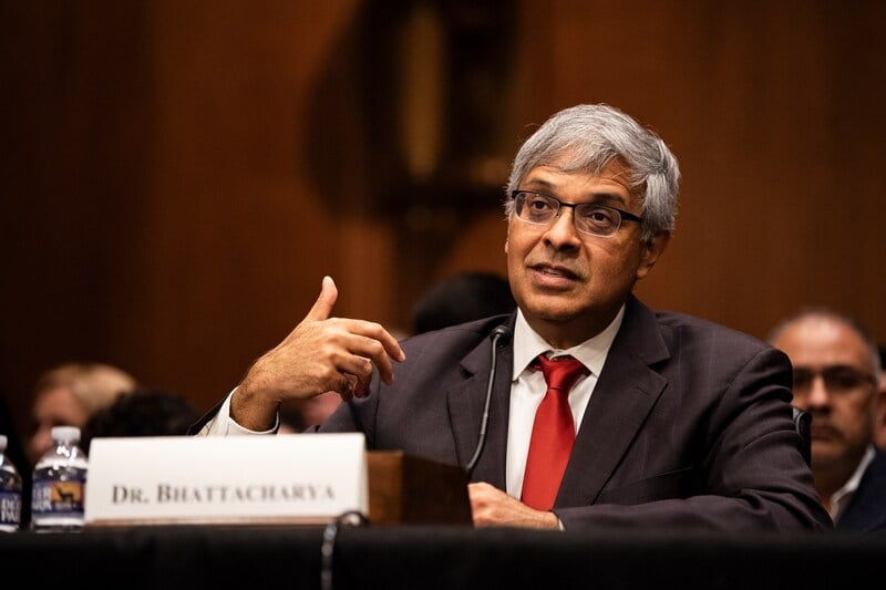 Nih workers dr. Battacharya during a congressional hearing