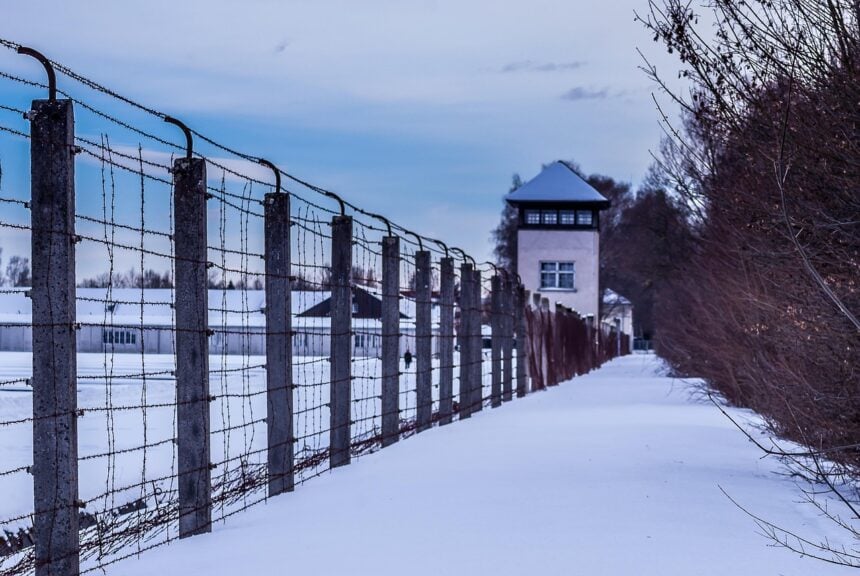 Worst of the genocides image depicting a concentration camp used in the holocaust.